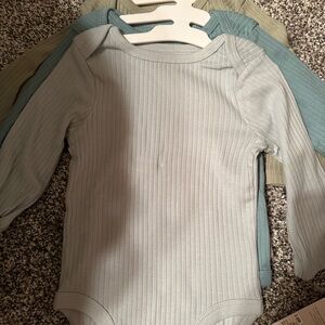 Cloud Island Set of Three Ribbed Long Sleeve Baby Bodysuits